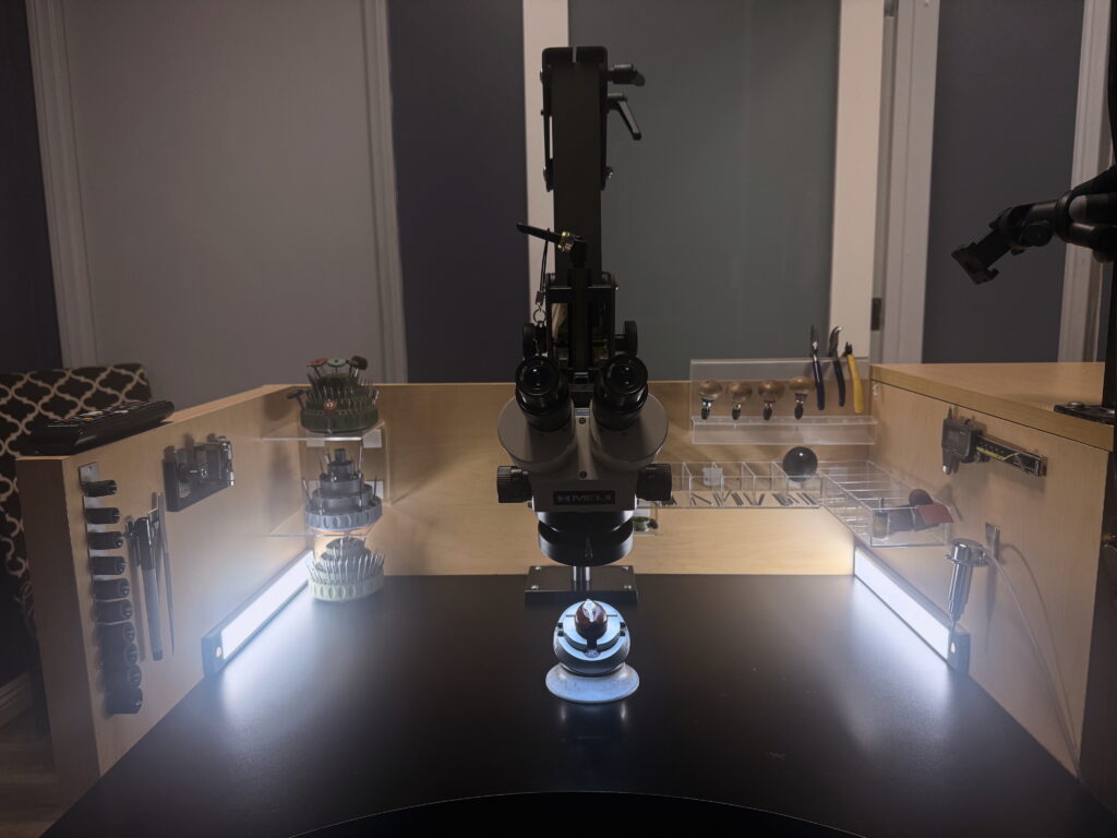 close up of secure diamond prongs finished by Apex Jewelry Design